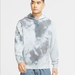 Nike Men’s NSW TIE DYE Pullover Hoodie White Grey CU4345-077 Size XS